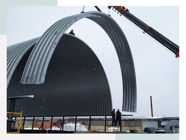 Полукруглые ангары в Хабаровске